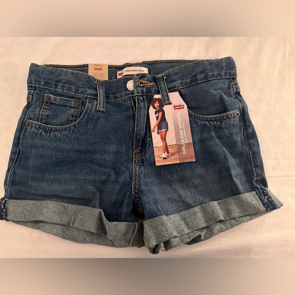 NWT Girls Size 12 regular Levi's Blue Jean Cuffed Girlfriend Shorts